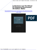 Test Bank for Business Law the Ethical Global and e Commerce Environment 15th Edition Mallor