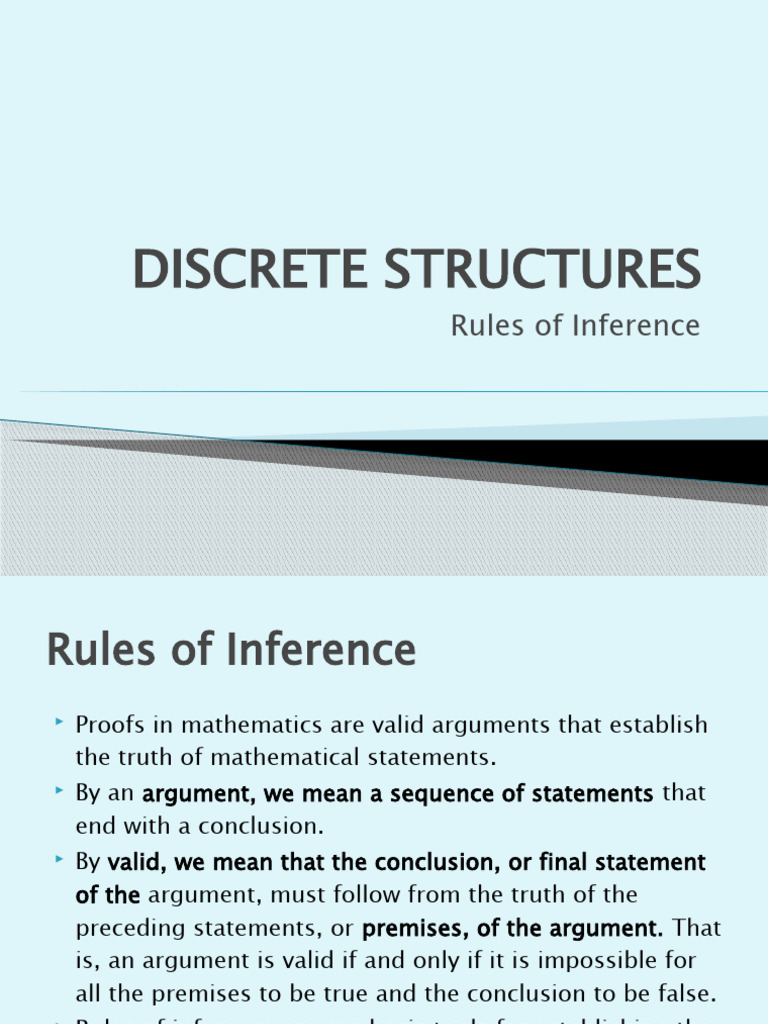 Rules of Inference in Discrete Math | PDF | Argument | Logical Consequence