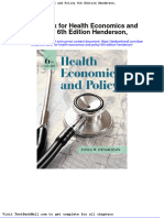 Test Bank For Health Economics and Policy 6th Edition Henderson