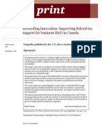 Rewarding Innovation: Improving Federal Tax Support For Business R&D in Canada