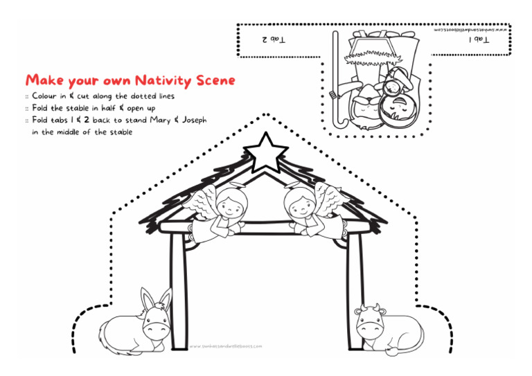 Printable Nativity Scene For Children To Make & Colour | PDF