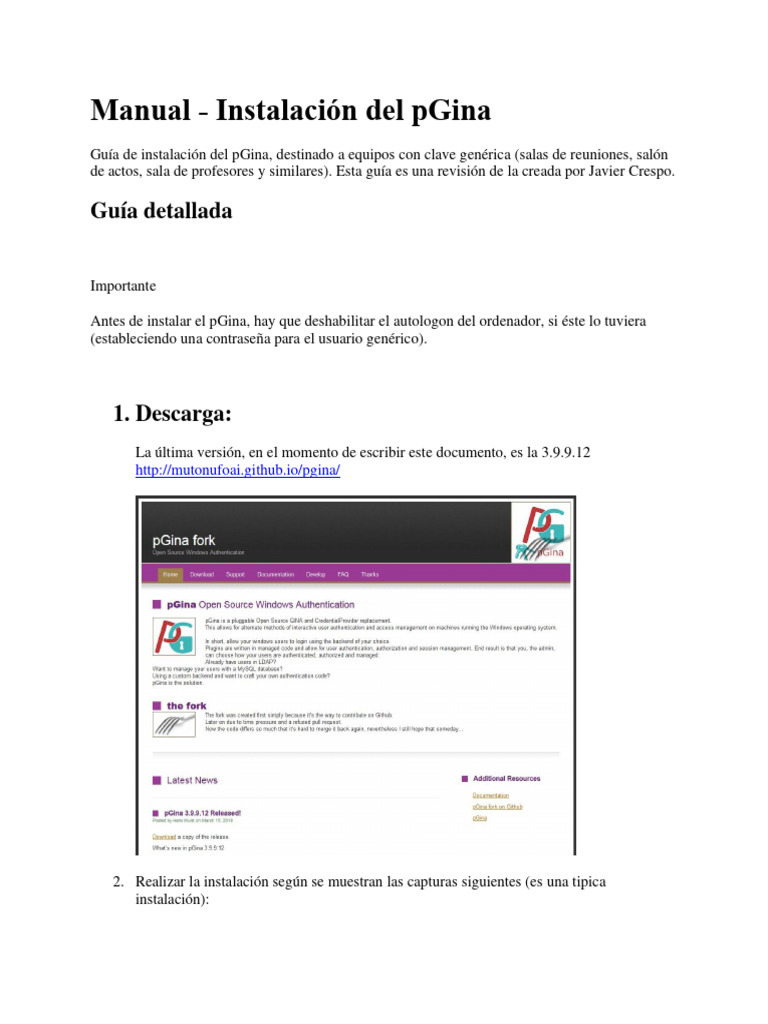 Instalación y Configuración de pGina | PDF | Contraseña | Software del ...
