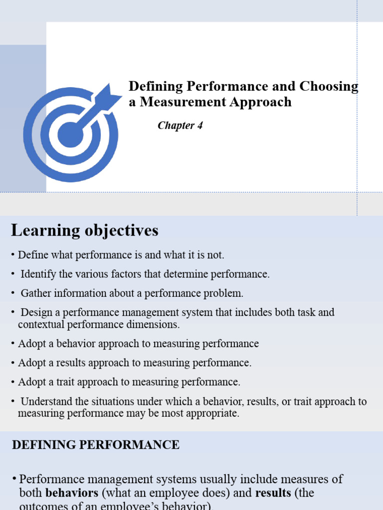 Chapter 4 Defining Performance and Choosing A Measurement Approach