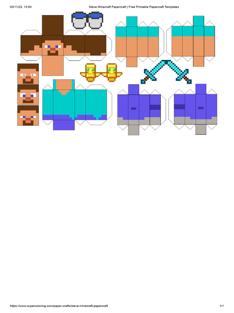 Steve - Printable Minecraft Steve Papercraft Template