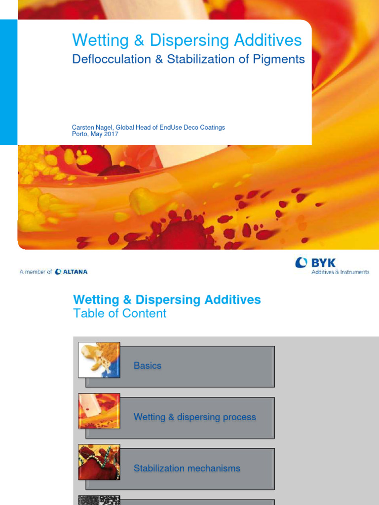 Wetting & Dispersing Additives PDF Chemical Substances Physical