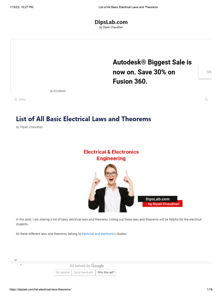 List of All Basic Electrical Laws and Theorems PDF Electrical