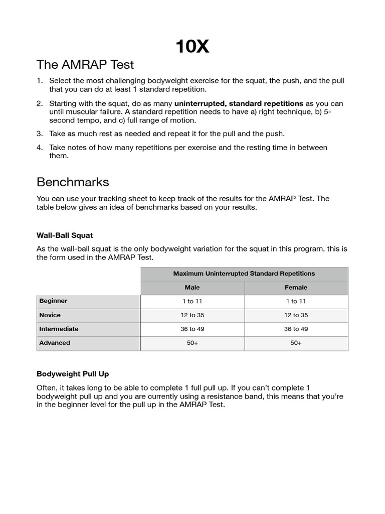 AMRAP Test Guidelines and Benchmarks | PDF | Weight Training | Weight