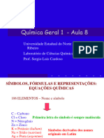 Química Geral I - Aula 8 - Símbolos Fórmulas e Representações - Equações Químicas