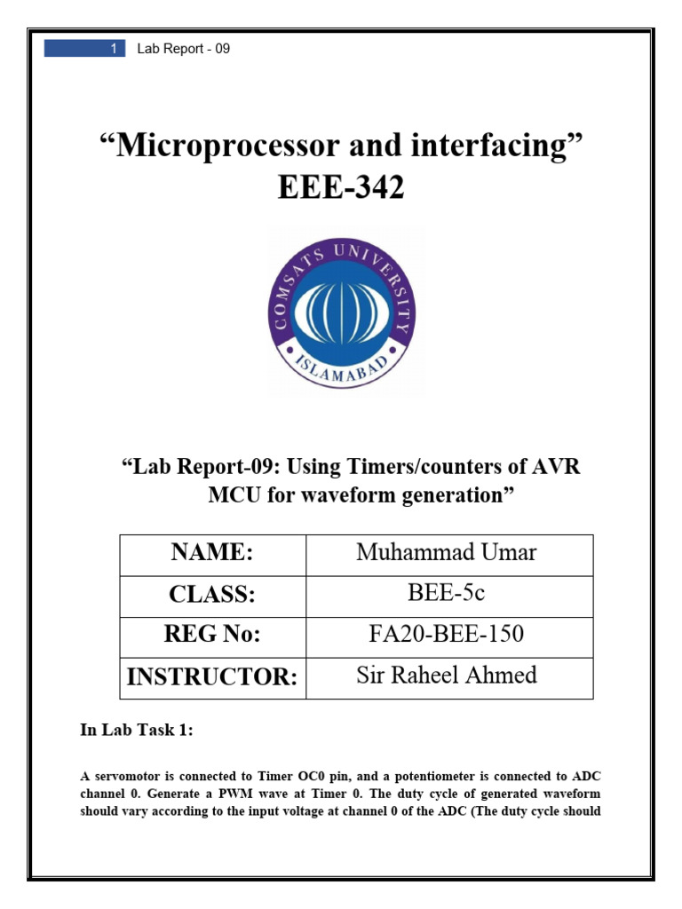 AVR MCU PWM Servo Control Lab Report | PDF | Analog To Digital ...
