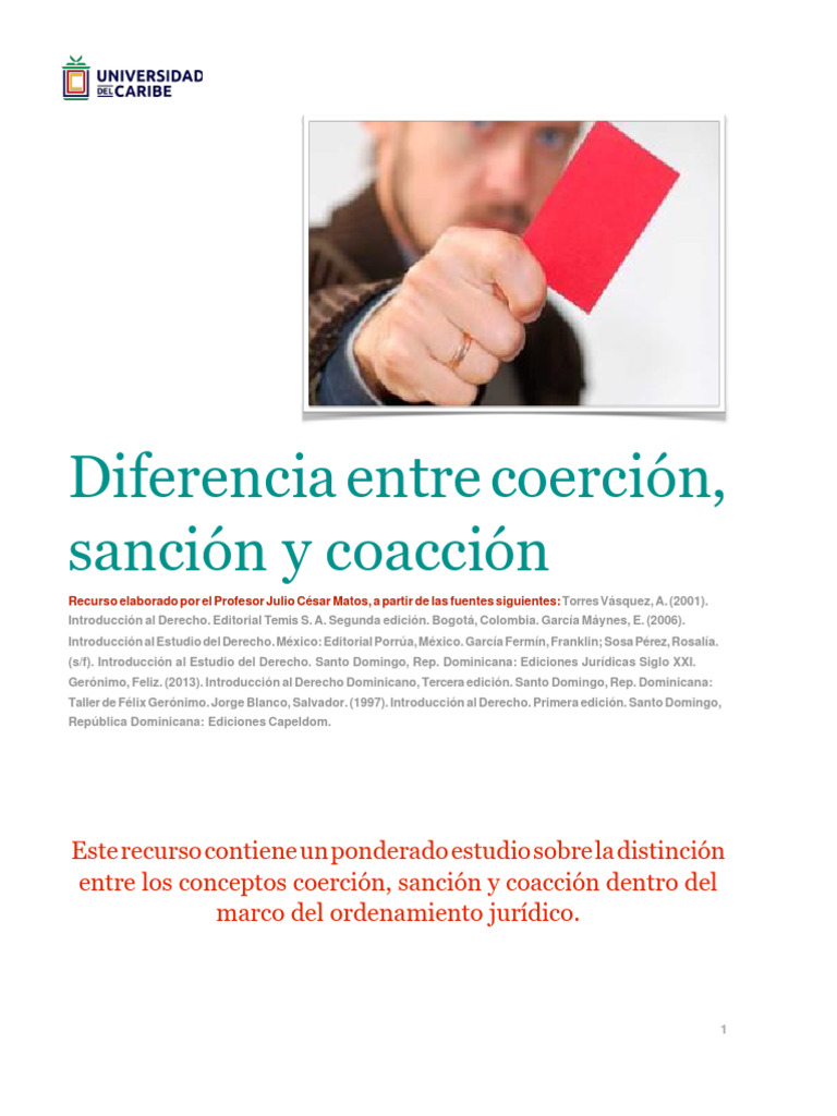 Unidad 5. Recurso 1. Diferencia Entre Coerción, Sanción y Coacción ...