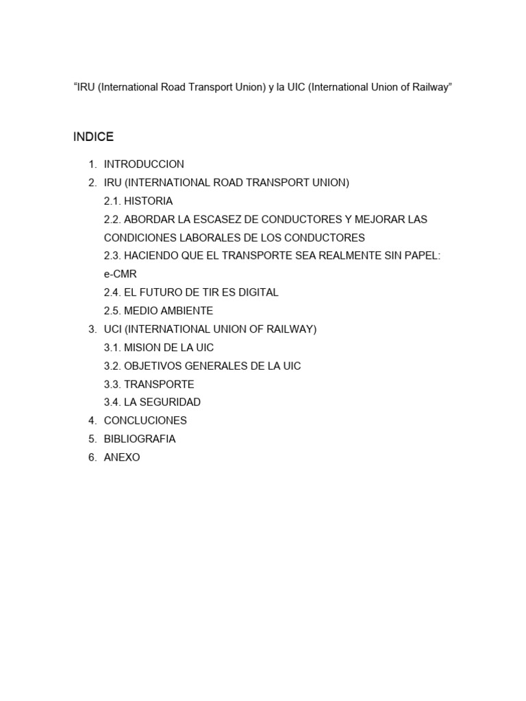 IRU y UIC | PDF | Transporte | Economias