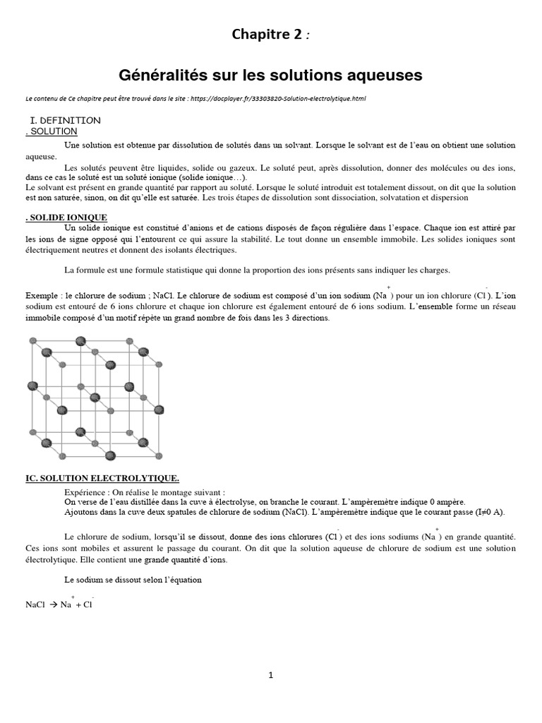 Dissolution des solides ioniques en solution | PDF | Ion | Solvatation