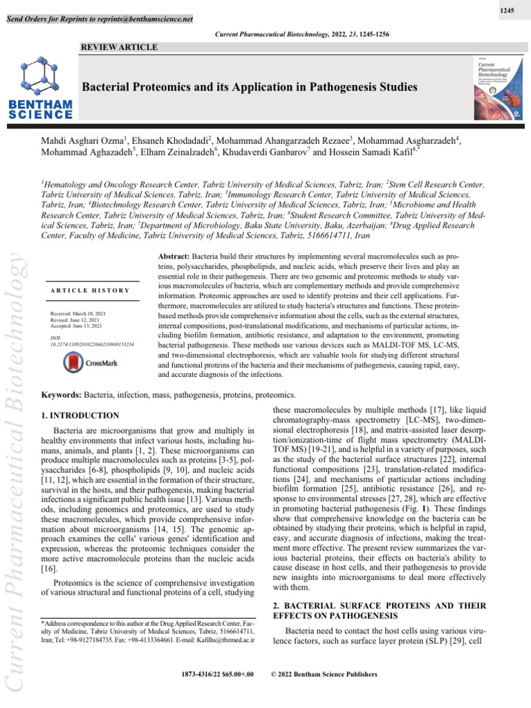 Bacterial Proteomics and Its Application in Pathogenesis Studies | PDF ...