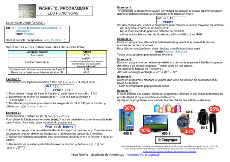 Quotient et reste en Python | PDF | Division | Programme informatique