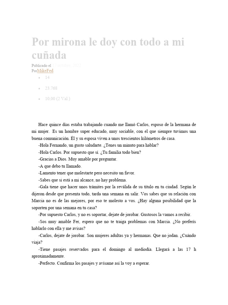 Por Mirona Le Doy Con Todo A Mi Cuñada | PDF