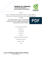 El Calentamiento Global y Su Impacto en La Disponibilidad de Agua en El Departamento de Córdoba, Colombia Recomendaciones para La Restauración y Manejo Sostenible de Los Recursos Hídricos