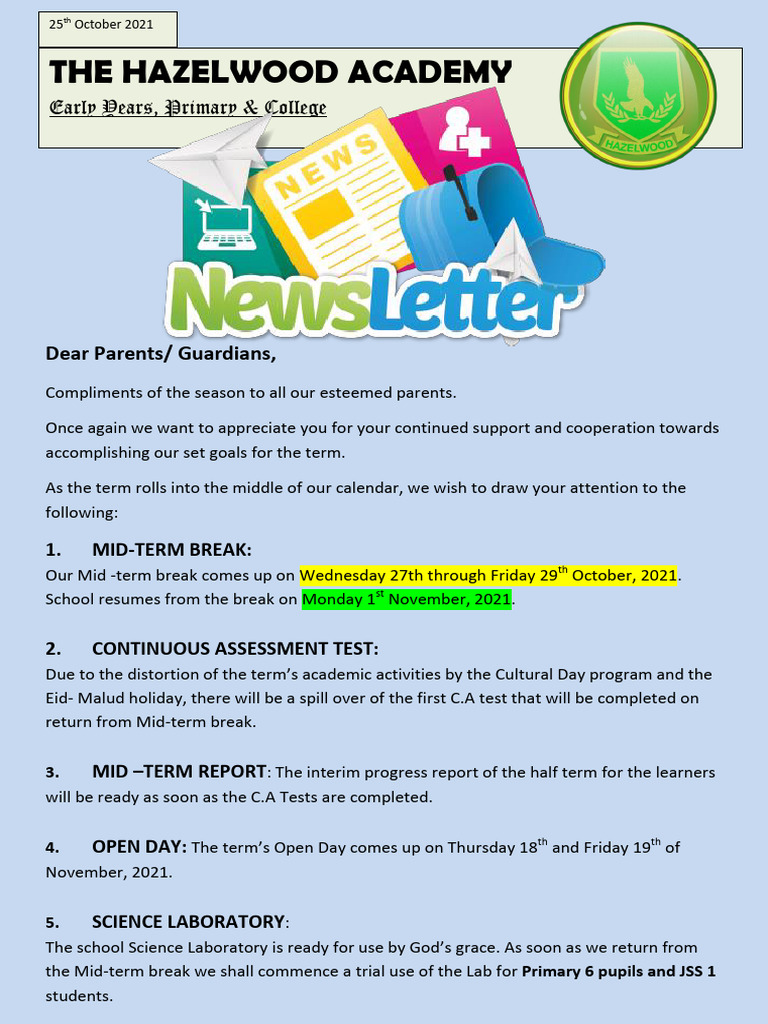 Hazelwood Academy Mid-Term Update 2021 | PDF