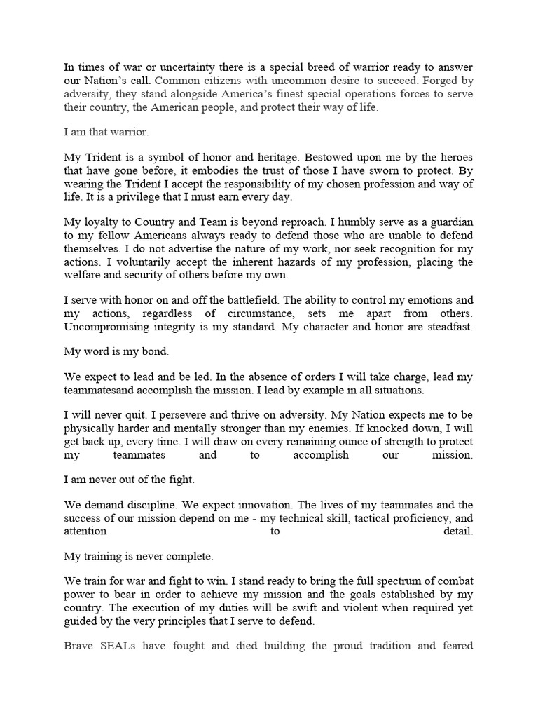 Navy Seals Ethos PDF