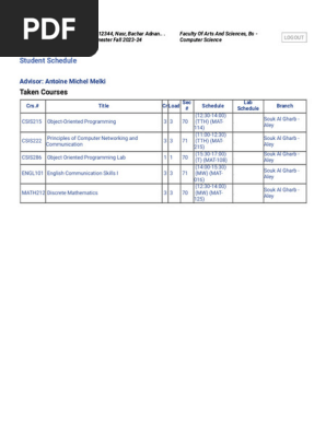 Student Schedule