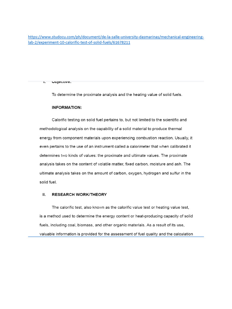 Bomb Calorimeter Experiment 1 PDF