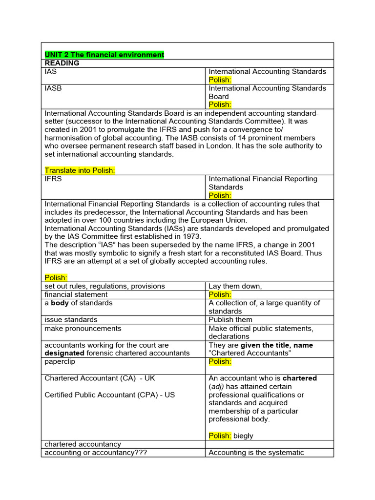 Overview of International Accounting Standards | PDF | International ...