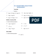 Solving Logarithmic Equations Worksheet