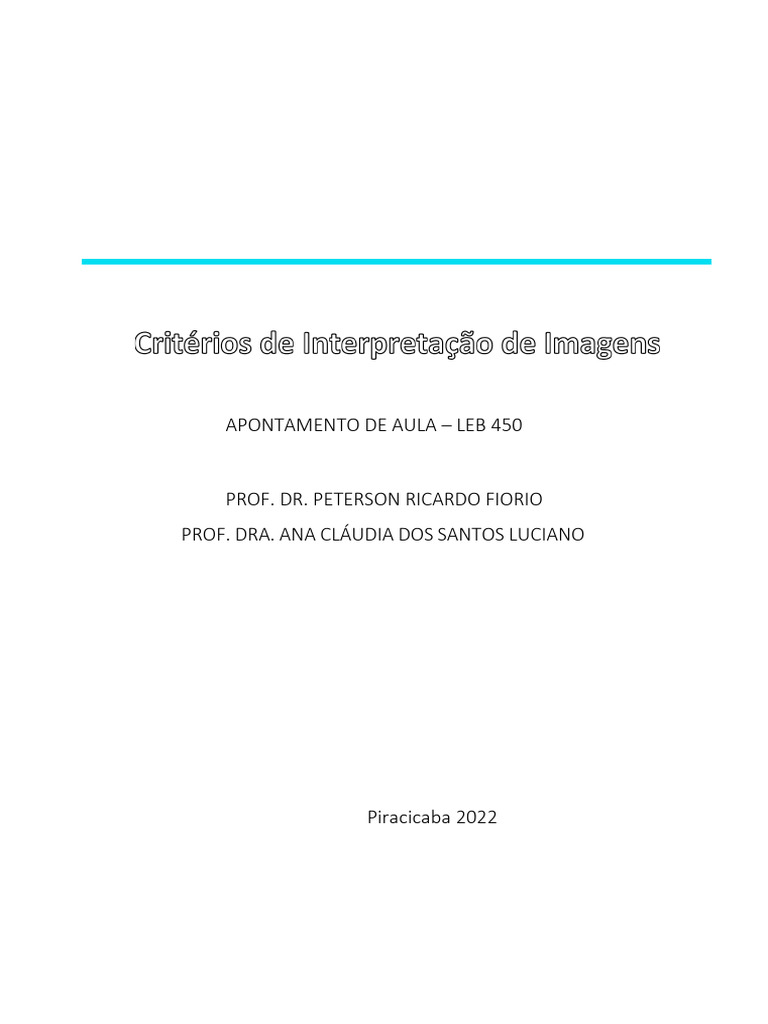 Apostila Aula Critérios De Interpretação De Imagens Pdf Cor Imagem