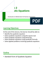 Lecture 02 - Quadratic Equations