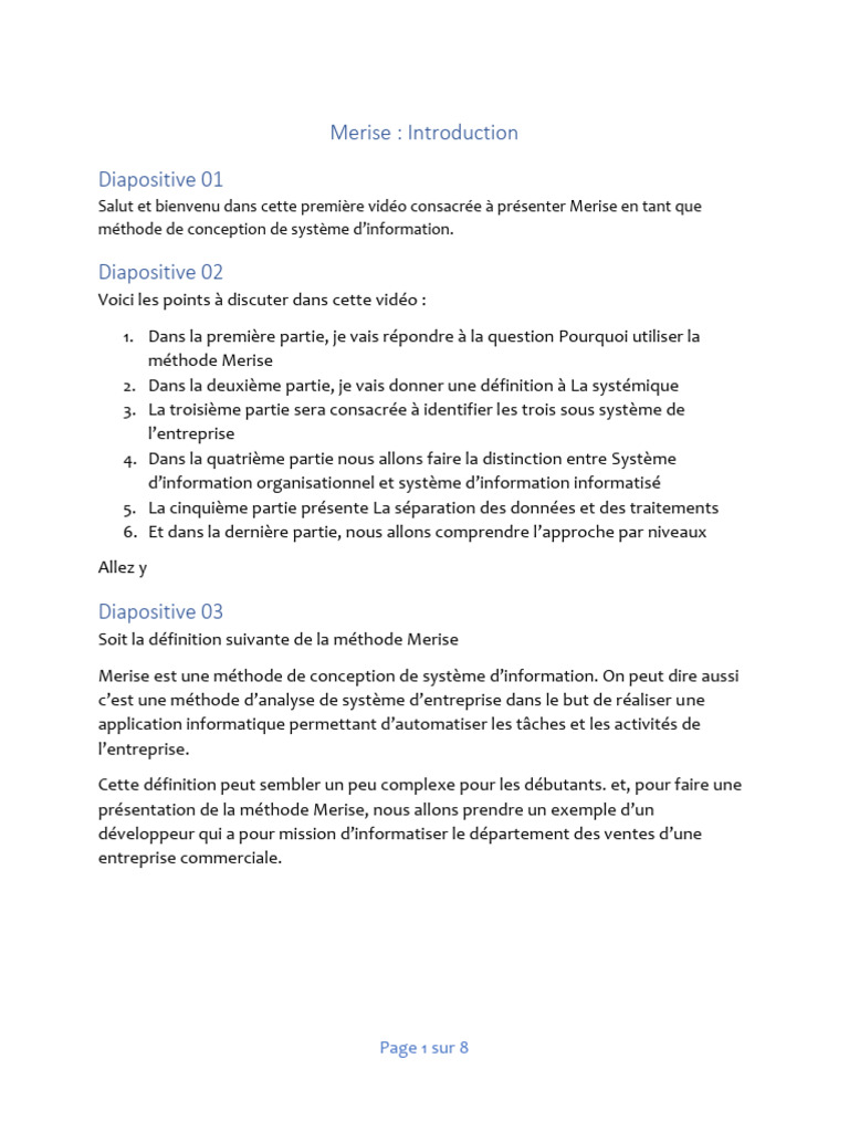 Introduction à la méthode Merise | PDF | Système d'information ...