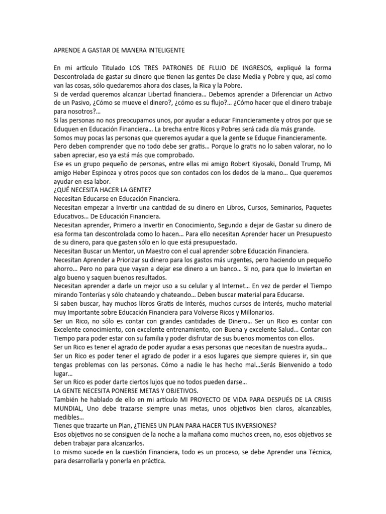 Aprende A Gastar de Manera Inteligente | PDF | Inversiones | Educación