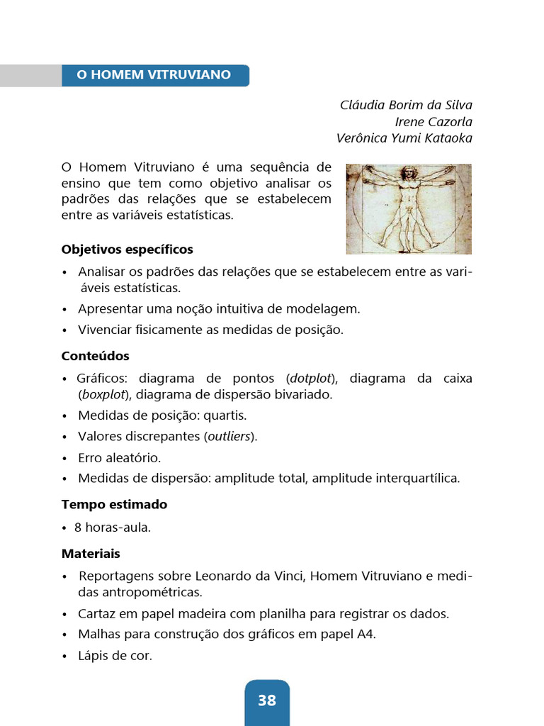 Análise Estatística do Homem Vitruviano | PDF | Ponto fora da curva