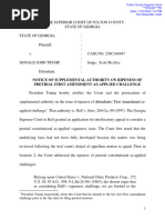 Trump Notice of Pretrial 1st Amendment Challenge 112723