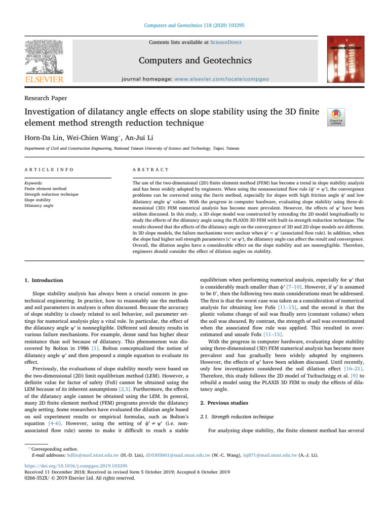 Investigation of Dilatancy Angle Effects On Slope Stability Using The ...