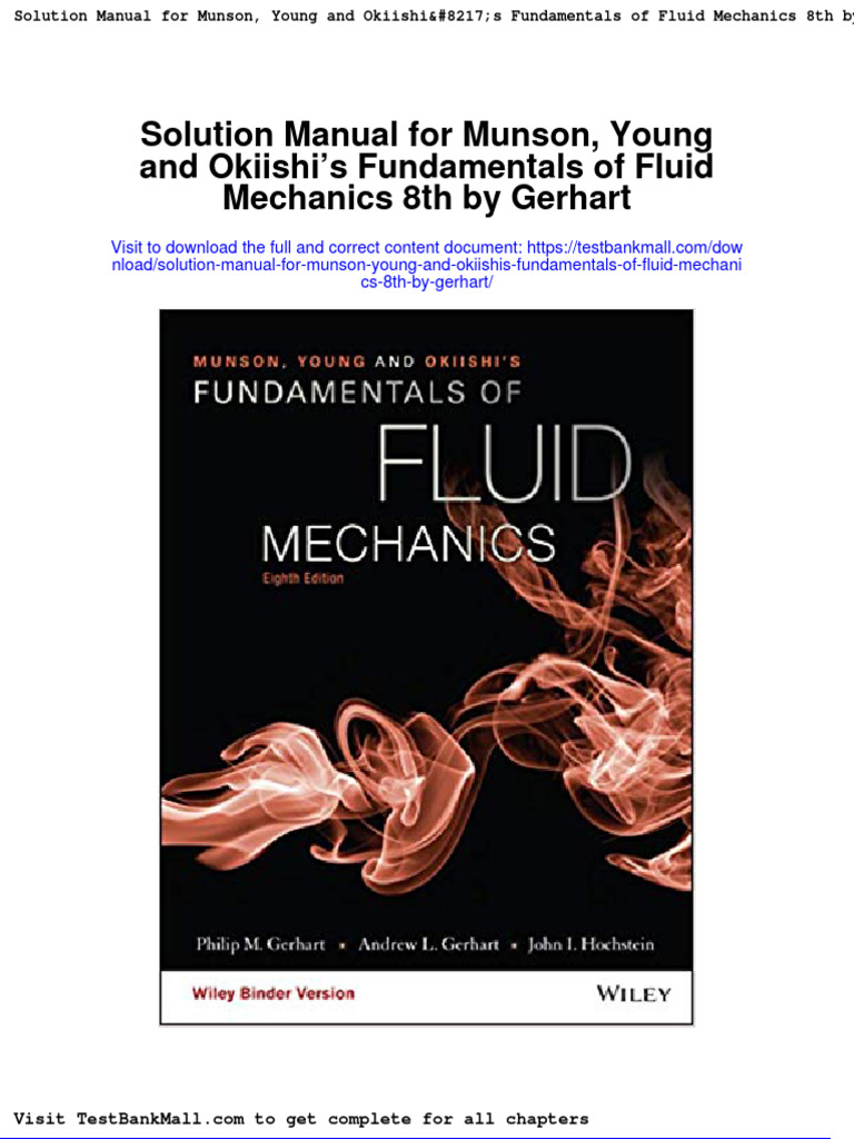 Solution Manual For Munson Young and Okiishis Fundamentals of Fluid