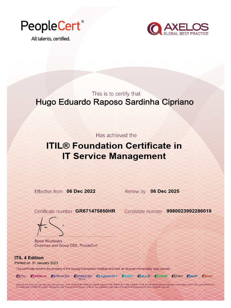 Certificado ITIL | PDF