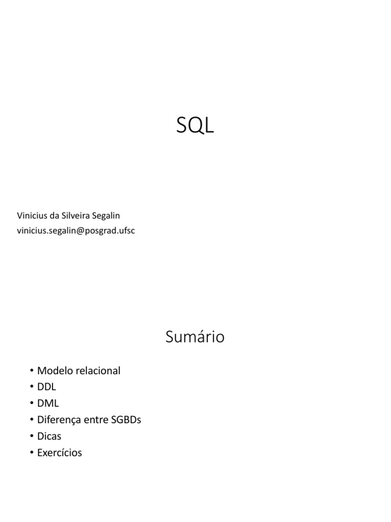 DDL e DML em SQL: Guia Prático | PDF | SQL | Gestão de Tecnologia da ...