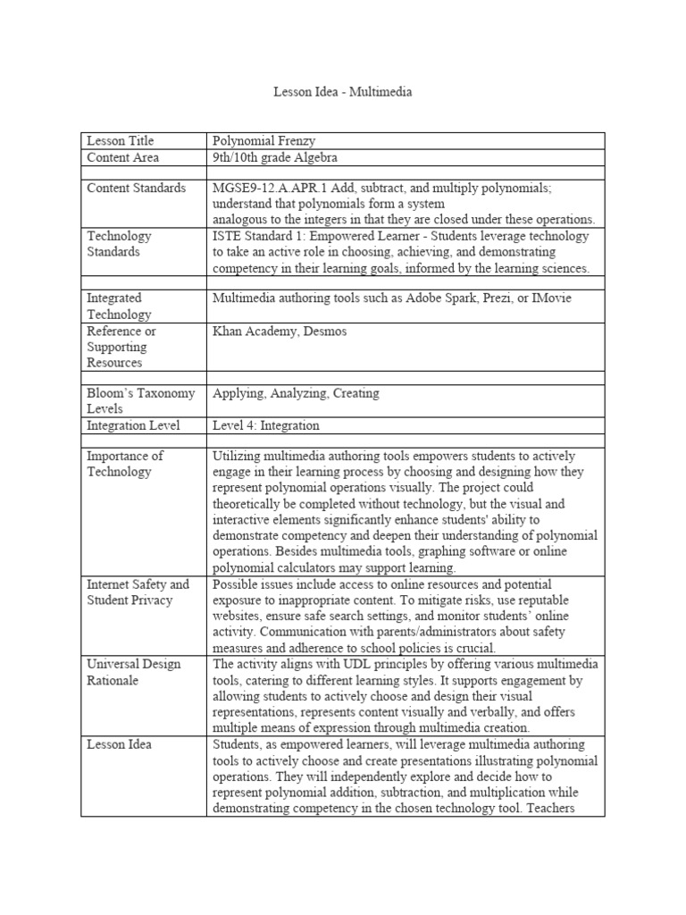 Lesson Idea Multimedia Pdf Multimedia Learning