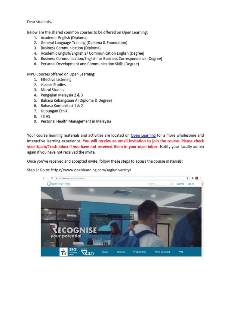 Open Learning Guide | PDF