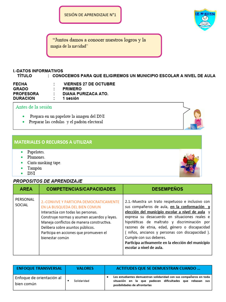 Elección del Municipio Escolar en Aula | PDF | Salón de clases ...