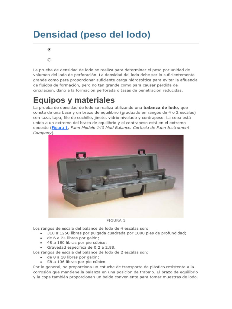 Densidad y Pruebas de Lodo de Perforación | PDF | Ph | Filtración