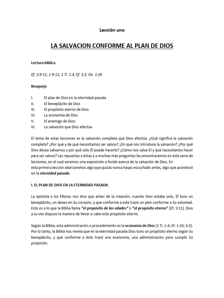 1 La Salvación Conforme Al Plan de Dios | PDF | Salvación | Dios