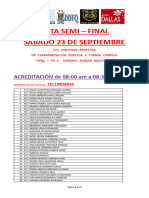 Lista Oficial - Semi Final - Sab. 23 de Septiembre