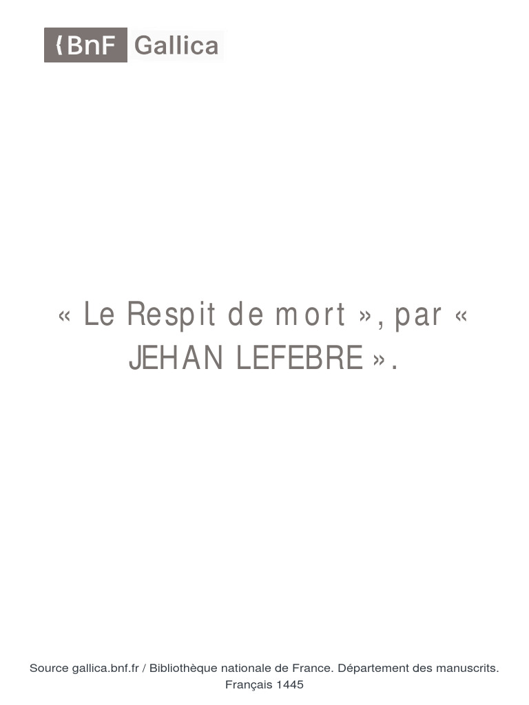 Le Respit de mort de Jehan Lefebvre | PDF | Justice | Crime et violence