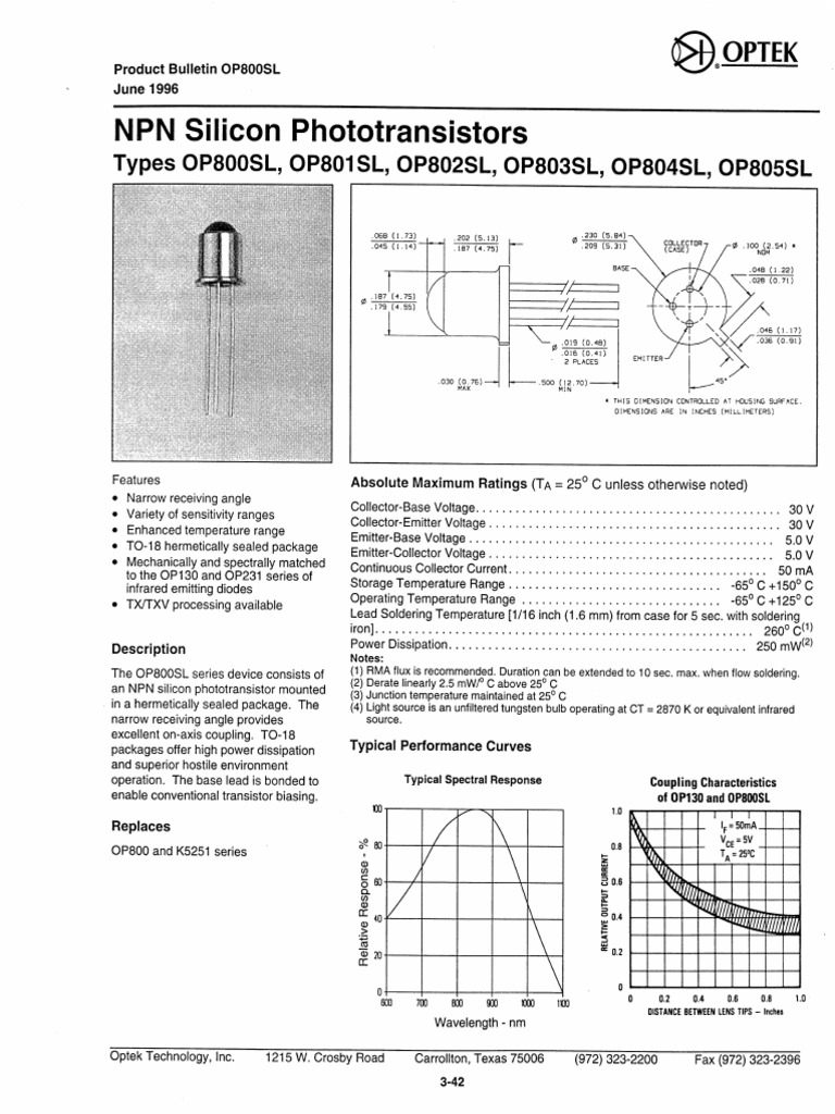OP800SL to OP805SL Electrical Specs | PDF | Metrology | Electric Power
