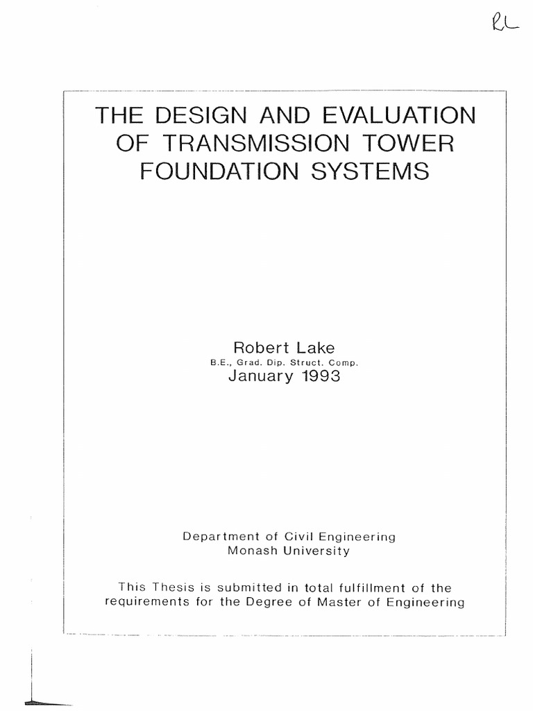 The design and evaluation of transmission tower foundation systems pdf