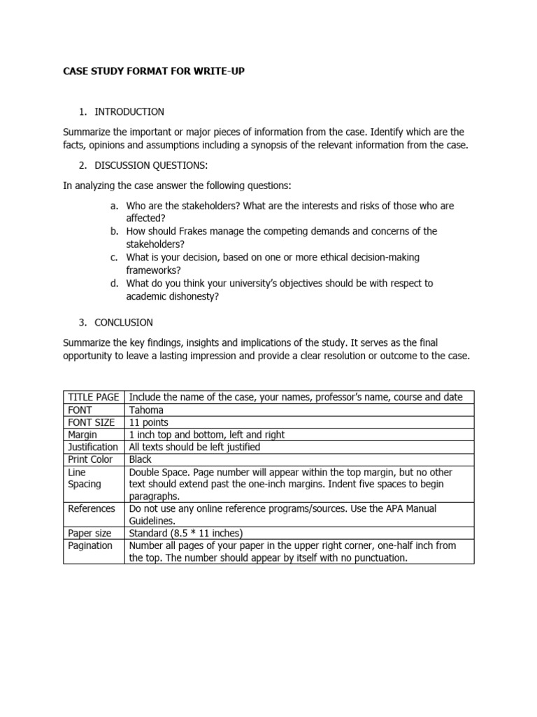 Case Study Format PDF