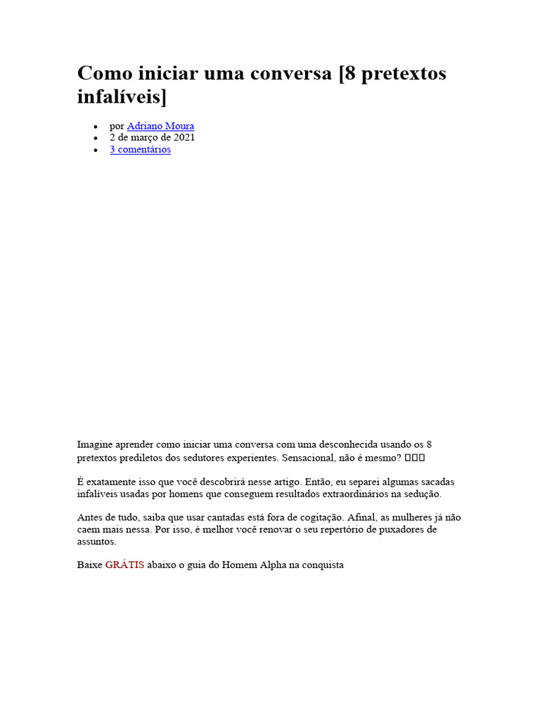 8 Pretextos para Iniciar Conversas | PDF | Gatos | Roupas