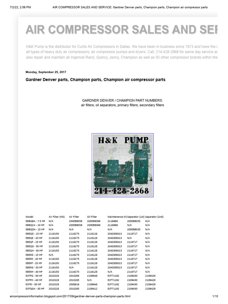 Champion Air Compressor Parts Guide | PDF | Publicly Traded Companies ...