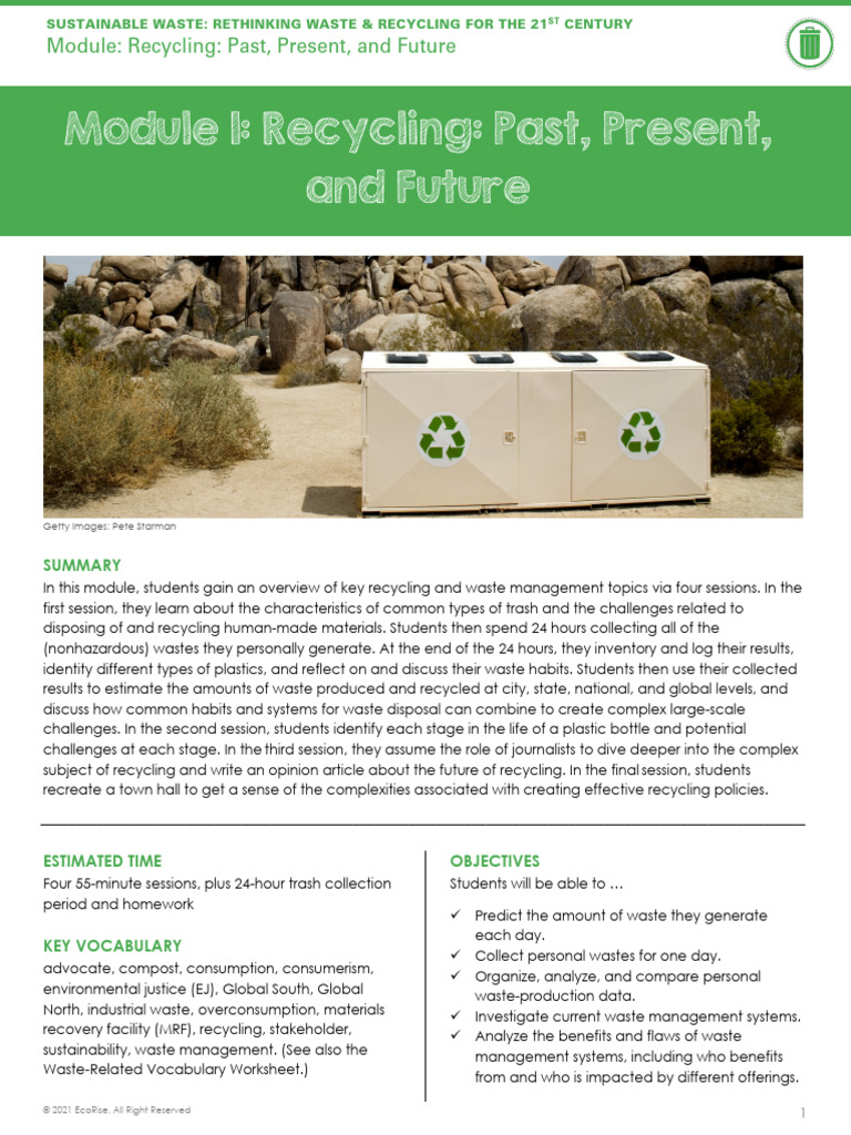 RR M1 Module Plan | PDF | Waste | Recycling