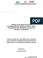 Síntesis Resultados Caracterización Familias Niños y Niñas de La Mesa de Infancia y Adolescencia